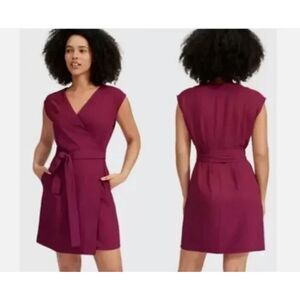Everlane Japanese GoWeave Wrap Fuchsia Dress